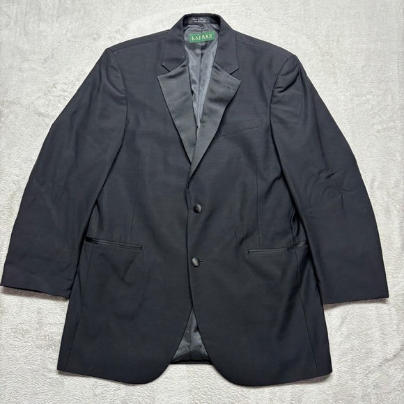 Lauren Ralph Lauren Tuxedo Jacket Men 40L Black Blazer Wool Super 100's EUC